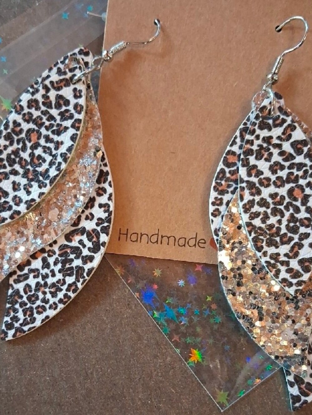 $8 Each Or Bundle 5/$20 Handmade Leopard Print Layered Teardrop Earrings